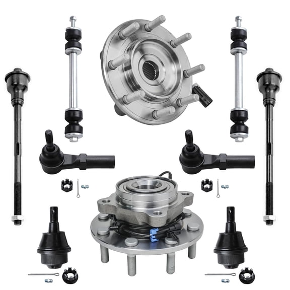 Detroit Axle - Front Wheel Hubs Lower Ball Joints Sway Bars Tie Rods Replacement for Chevy Silverado 3500 HD