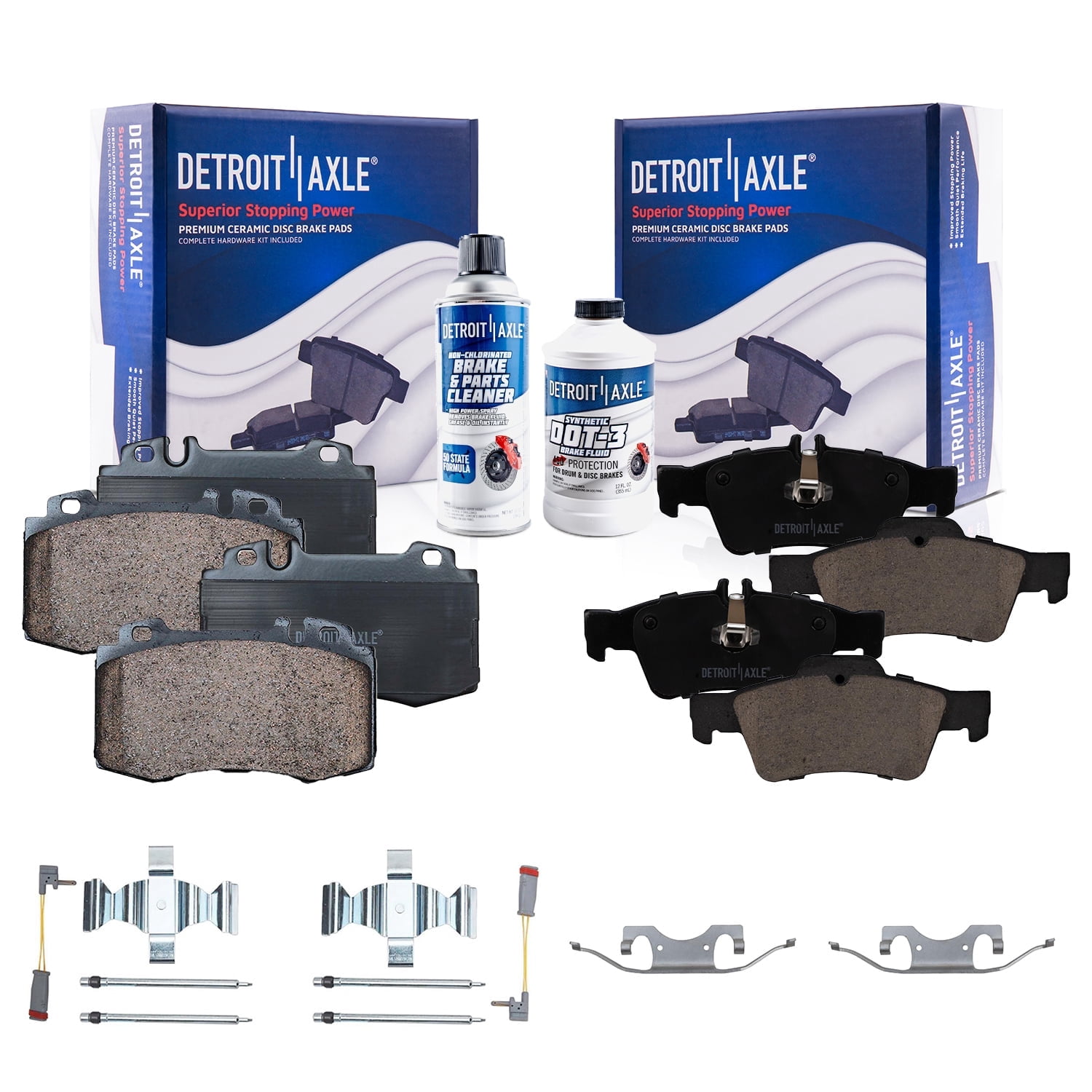 Rear Ceramic Brake Pads With Hardware – Fits Mercedes CL500, CL600, S430, S500, S600, CL55 AMG, S55 AMG