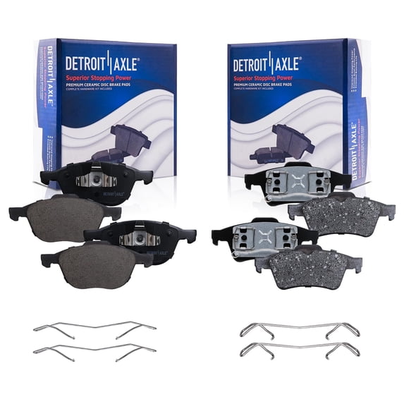 Detroit Axle - 4pc Brake Pads for 2004-2005 Mazda 3, 2006-2007 5, 2004-2005 Volvo S40, 2005 V50, Ceramic Brake Pads w/ Hardware Front and Rear Replacement