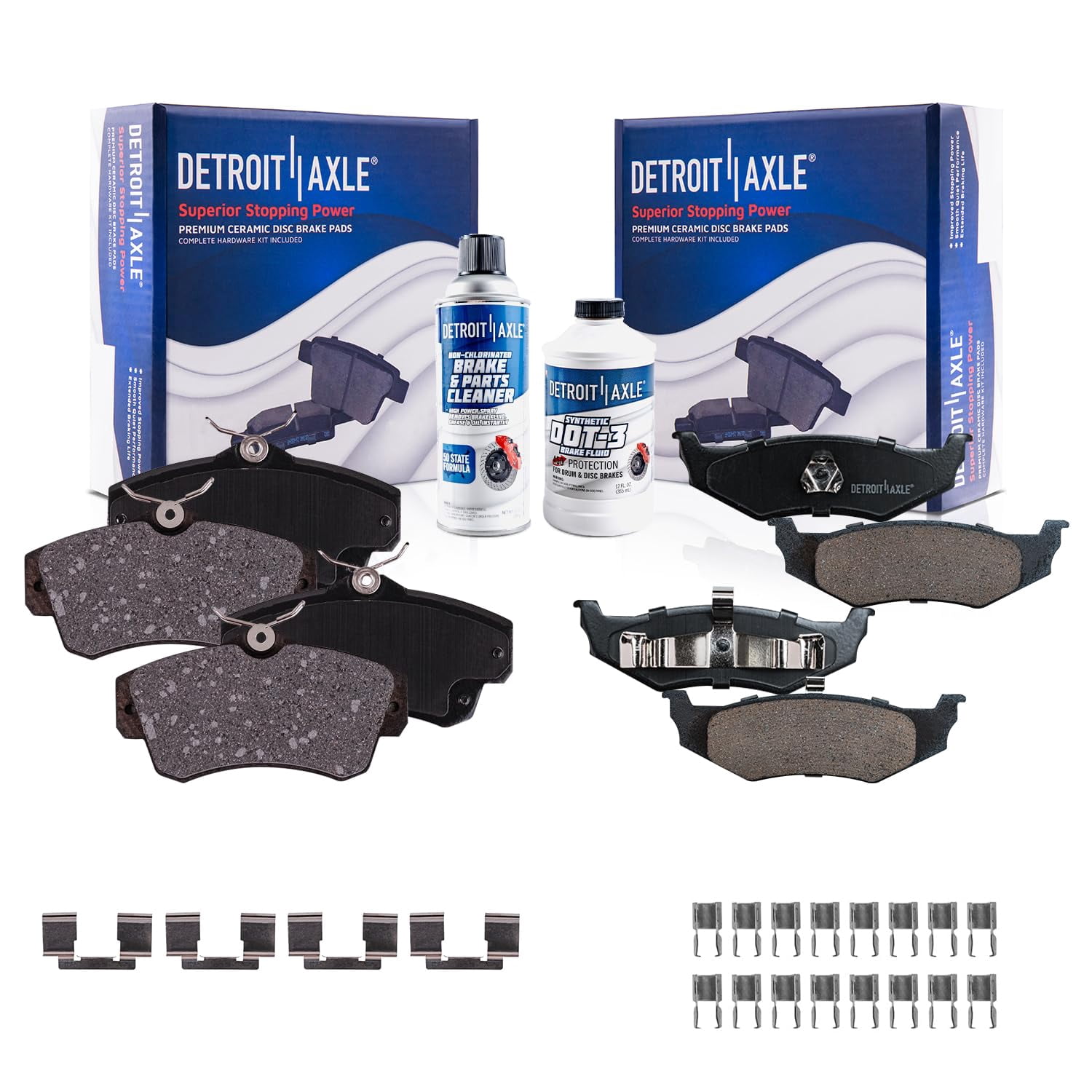 Detroit Axle - Front and Rear Ceramic Brake Pads with Hardware ...