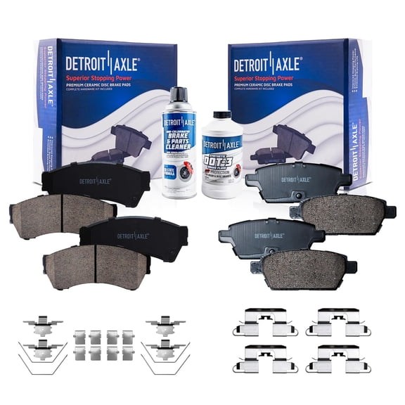 Detroit Axle - Front and Rear Ceramic Brake Pads with Hardware Replacement for 2006-2012 Ford Fusion Lincoln MKZ Mazda 6 Mercury Milan - 6pc Set
