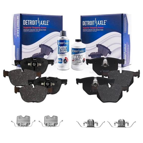 Detroit Axle - Brake Pad for 2007-2018 BMW X5, 2010-2018 X6, 2011 2012 2013 2014 2015 2016 2017 Front Rear Ceramic Brake Pads with Hardware Replacement