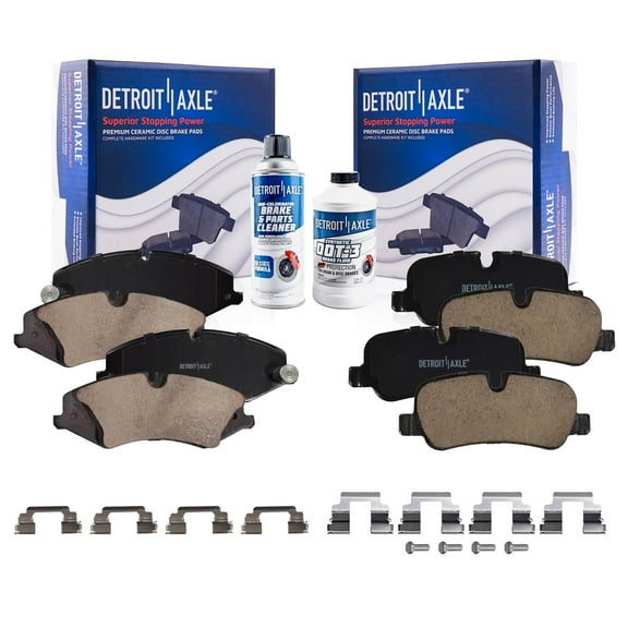 Detroit Axle - Brake Pads for 10-16 Land Rover LR4, 10-13 Land Rover Range Rover Sport, Front and Rear Ceramic Brake Pads w/Hardware 2010 2011 2012 2013 Replacement