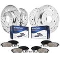 thumbnail image 1 of Detroit Axle - Brake Kit for 11-19 Ford Explorer Taurus 12-19 Flex 11-12 Lincoln MKS, Drilled & Slotted Brake Rotors Ceramic Brake Pads Replacement : 12.80 inch Front and 12.99 inch Rear Rotor, 1 of 9