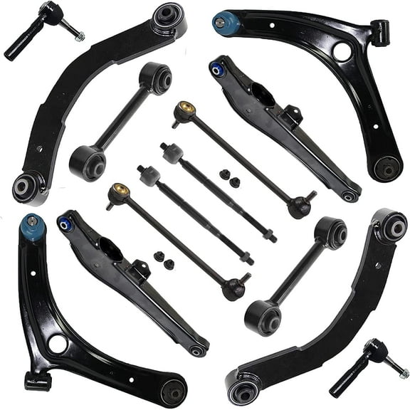 Detroit Axle - Front and Rear Lower Upper Control Arms Ball Joints Tie Rods Sway Bars Replacement for Dodge Caliber 2007-2015 Jeep Compass Patriot