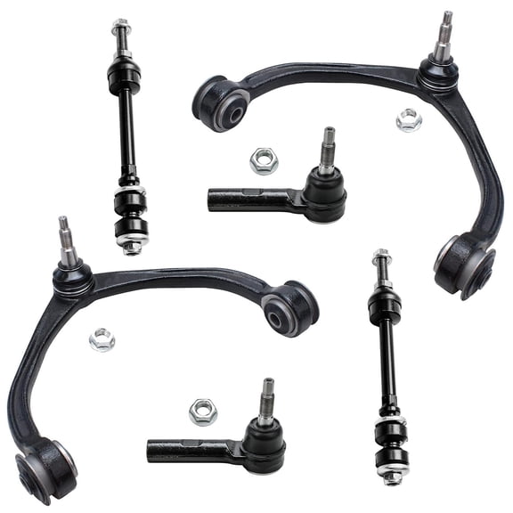 Detroit Axle - 6pc Front End Kit for 2005-2010 Dodge Dakota, 2006-2009 Mitsubishi Raider, 2011 Ram Dakota, 2 Upper Control Arms w/ Ball Joints 2 Sway Bar Links 2 Outer Tie Rods Replacement