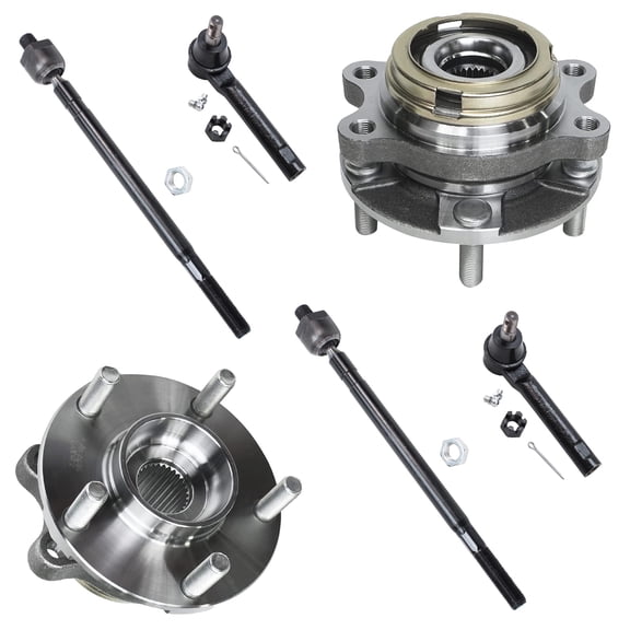 Detroit Axle - 6pc Front Wheel Bearing Hubs Kit for 04-09 Nissan Quest, 2 Wheel Bearing and Hubs 4 Tie Rods 2004 2005 2006 2007 2008 2009 Replacement