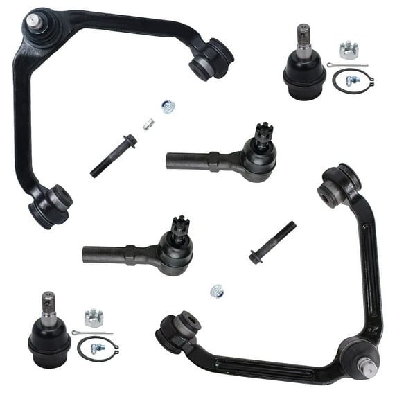 Detroit Axle - New 6pc Front Suspension Kit - Front Upper Control Arm Set W/ball Joints & Outer Tie Rods, Front Lower Ball Joints. 1-Piece Design with Torsion bar Fits select: 1995-1997 FORD EXPLORER