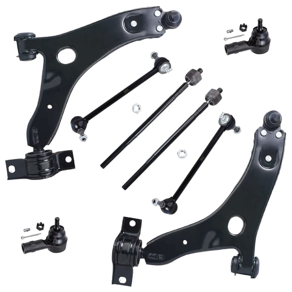 Detroit Axle - New 8-Piece Front Suspension Kit - (2) Front Lower Suspension Control Arms, Pair (2) Front Stabilizer Sway Bar, All (4) Outer and Inner Tie Rod Fits select: 2006 FORD FOCUS ZX4
