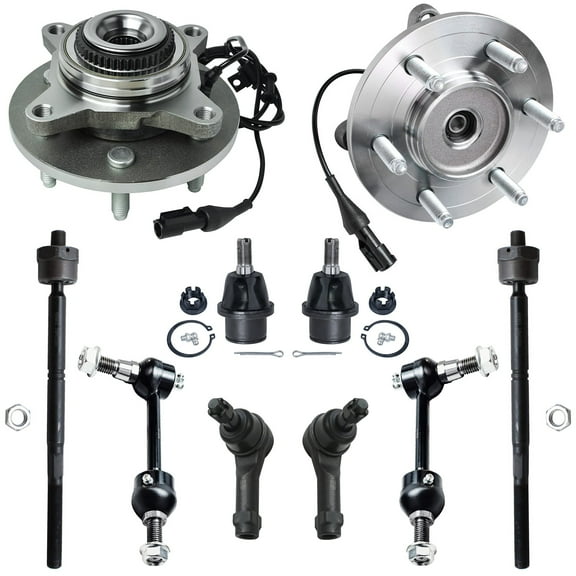 Detroit Axle - Pair (2) Front Wheel Hub and Bearing Assemblies w/Sway Bars Lower Ball Joints Inner Outer Tie Rods Replacement for 2004 2005 Ford F-150 4WD 6-Lug New Body w/ABS