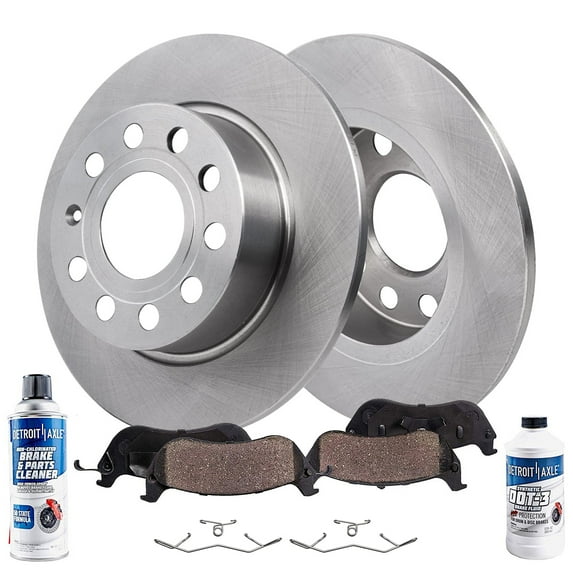 Detroit Axle - Pair (2) Rear 10.71" Disc Brake Kit Rotors w/Ceramic Pads w/Hardware & Brake Kit Cleaner & Fluid for 2015 2016 2017 Audi A3 / A3 Quattro