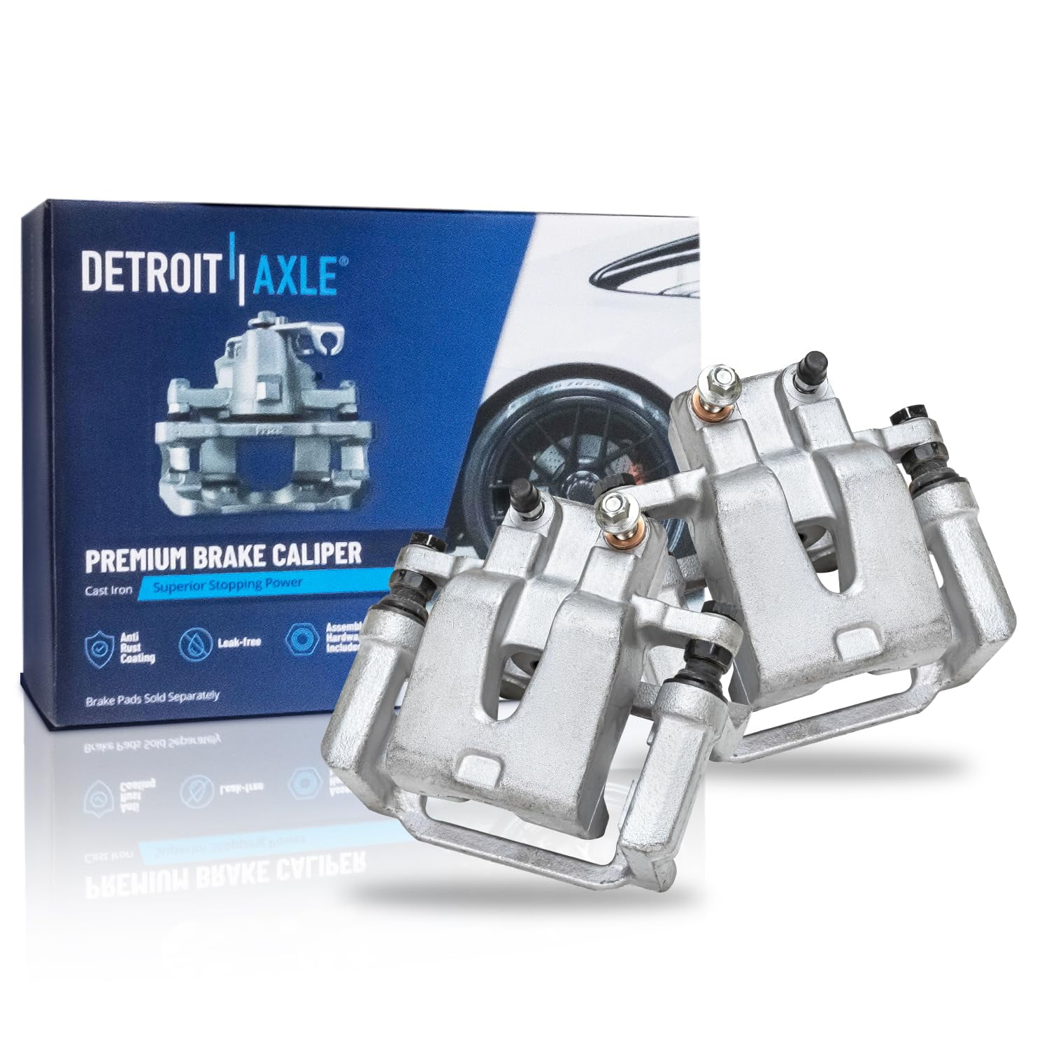 Detroit Axle - Pair Rear Brake Calipers w/Brackets Replacement for Dodge Charger Challenger Magnum 300