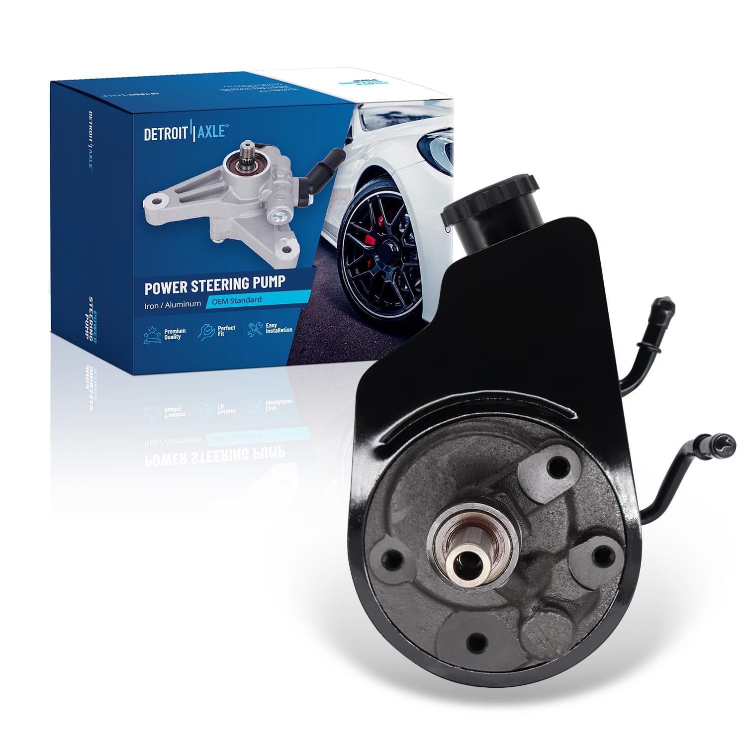 Detroit Axle - Power Steering Pump with Reservoir Replacement for GMC C1500 2500 3500 AM General Hummer Cadillac Escalade EXT