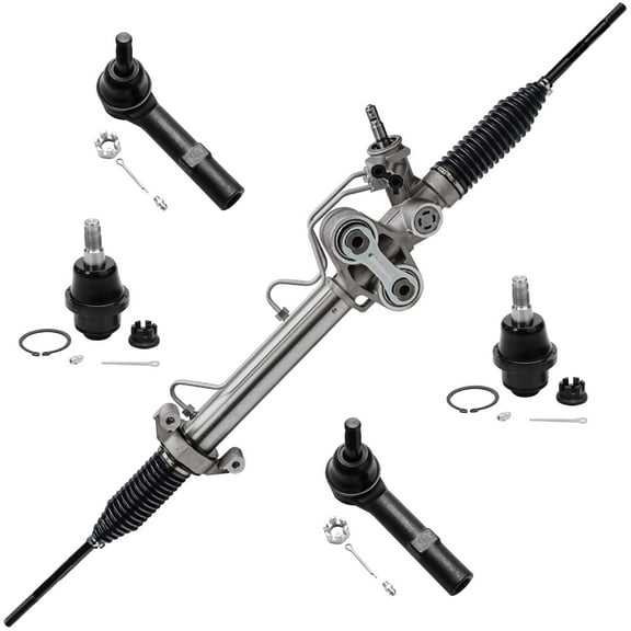 Detroit Axle - Front 5pc Rack & Pinion Kit for Silverado Sierra Yukon XL 1500 Tahoe Avalanche Chevy GMC Cadillac Escalade ESV EXT, Power Steering Rack and Pinion Tie Rods Ball Joints Replacement