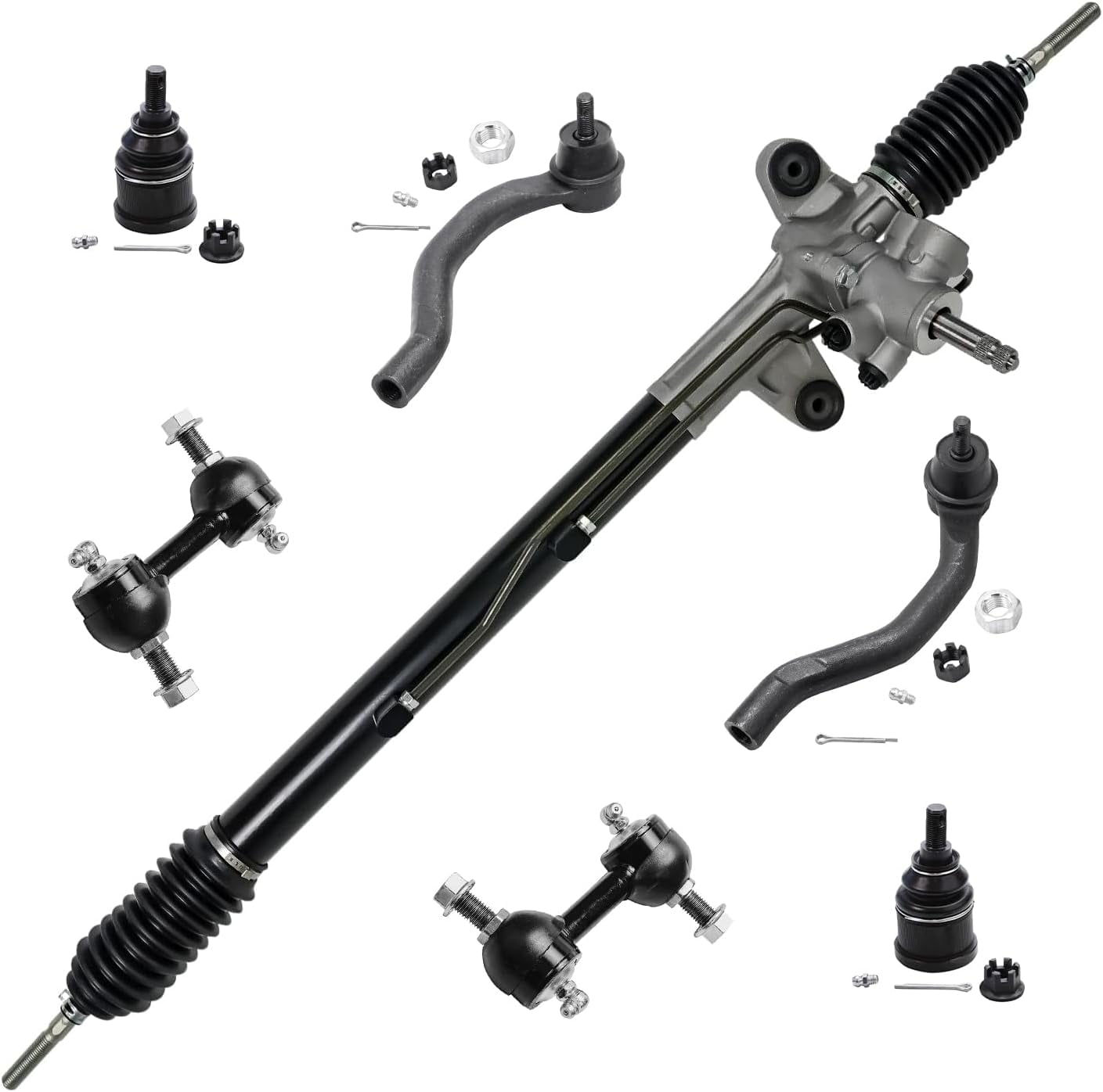 Detroit Axle Power Steering Rack and Pinion + Outer Tie Rods Sway