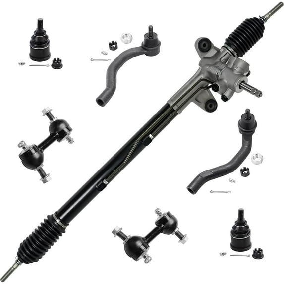 Detroit Axle - Power Steering Rack and Pinion + Outer Tie Rods Sway Bars Lower Ball Joints Replacement for 2004-2008 Acura TSX - 7pc Set