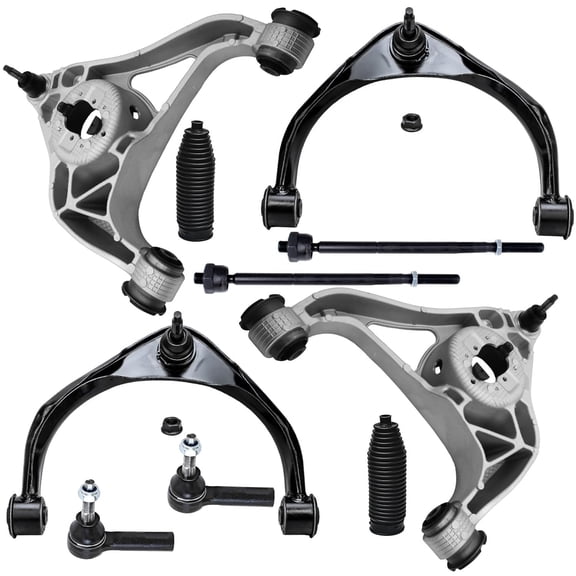 Detroit Axle - RWD 10pc Front End Kit for 2013-2018 Ram 1500, 2019-2024 1500 Classic, 4 Lower Upper Control Arms with Ball Joints 4 Inner Outer Tie Rods 2 Boots Replacement