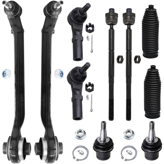Detroit Axle - RWD Front Lower Forward Control Arms Ball Joints Inner Outer Tie Rods Boots for 2015-2019 Chrysler 300