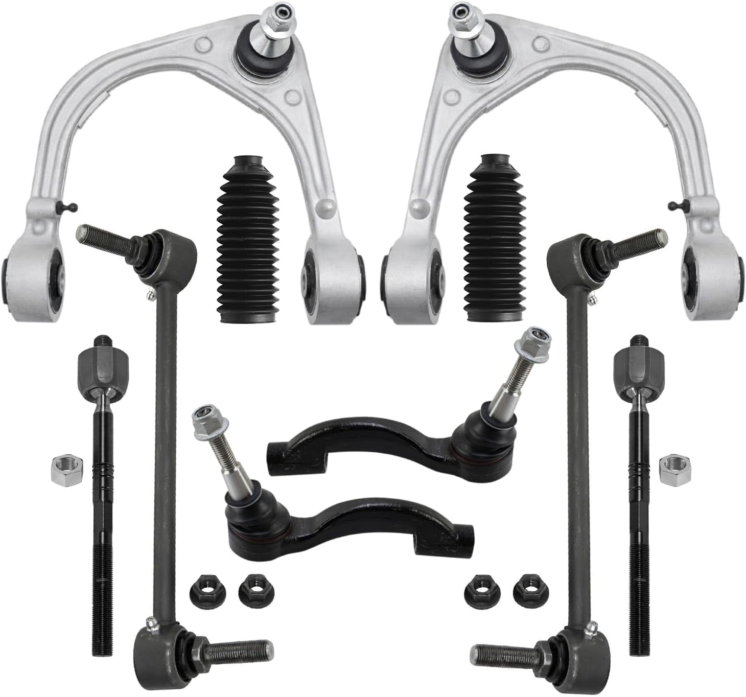 Detroit Axle - RWD 10pc Front End Suspension Kit for 2014 2015 Cadillac CTS, 2 Upper Control Arms with Ball Joint 4 Inner and Outer Tie Rods 2 Sway Bar Links 2 Boots Replacement