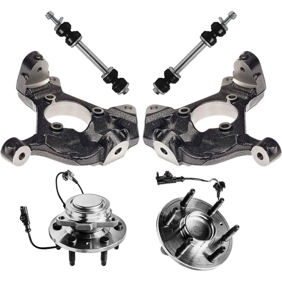 Detroit Axle - RWD 6pc Front Knuckles Kit for Chevy Silverado GMC Sierra Suburban Yukon XL 1500 Avalanche Tahoe Cadillac Escalade ESV, 2 Steering Knuckles 2 Wheel Bearing Hubs 2 Sway Bars Replacement