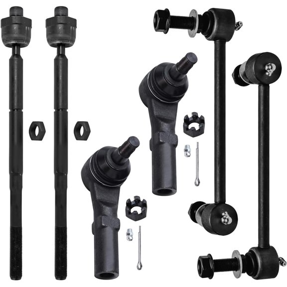 Detroit Axle - 6pc RWD Front Tie Rods Sway Bars for Chrysler 300 Dodge Charger Challenger 2015-2023, Stabilizer Sway Bars Outer and Inner Tie Rod End Links Replacement