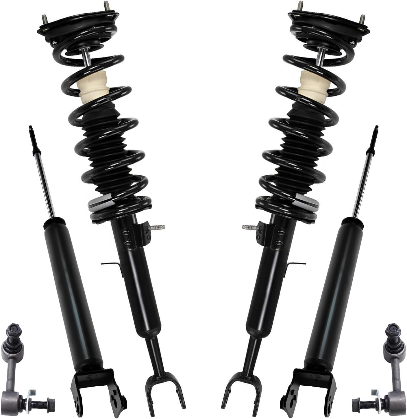 Detroit Axle - RWD 6pc Struts Shocks Kit for 2003-2006 INFINITI G35 [Coupe] 2 Front Struts with Coil Spring Assembly 2 Front Sway Bars 2 Rear Shock Absorbers 2004 2005 Replacement Suspension