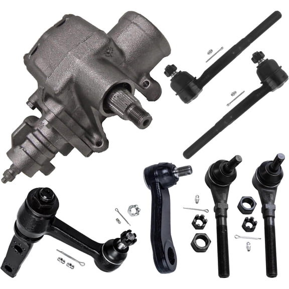 Detroit Axle - RWD 7pc Power Steering Gear Box Kit for 97-03 Ford F-150 01-02 Expedition 98-99 F-250, Front Outer Inner Tie Rods, Steering Pitman Arm, Idler Arm w/3.43" Bolt Pattern Replacement