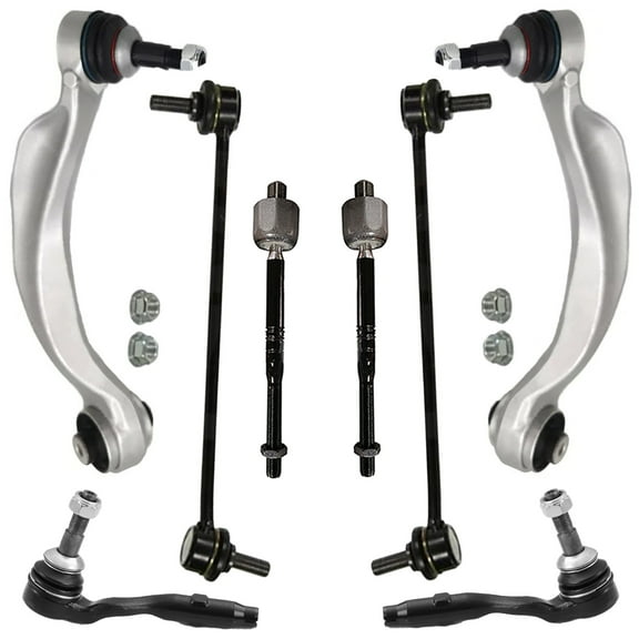 Detroit Axle - RWD 8pc Front End Kit for BMW 528i 535d 535i 550i, 640i 650i Gran Coupe ActiveHybrid 5, 2 Lower Forward Control Arms with Ball Joint 2 Sway Bar Links 4 Inner Outer Tie Rods Replacement