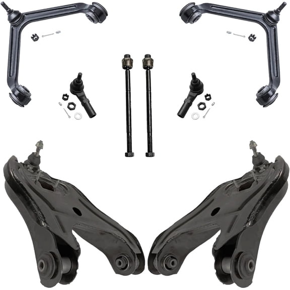 Detroit Axle - RWD 8pc Front End Suspension Kit for 2002-2005 Dodge Ram 1500, 4 Upper Lower Control Arms with Ball Joints Assembly 4 Inner Outer Tie Rods 2003 2004 Replacement