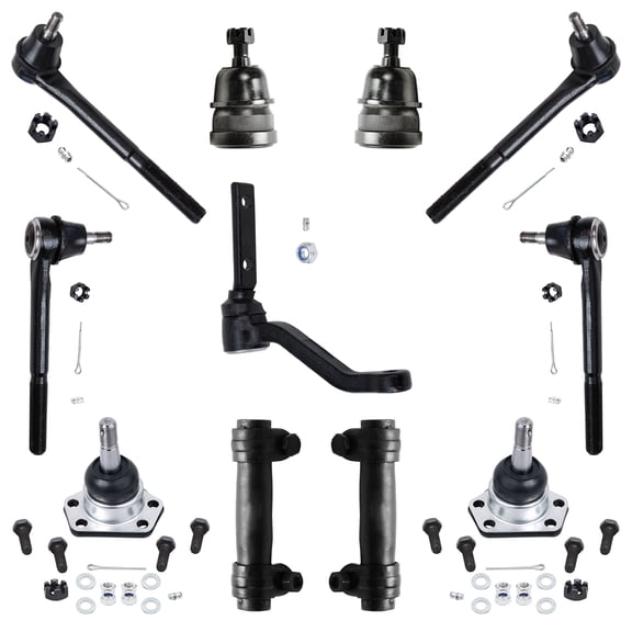 Detroit Axle - RWD Front 11pc Suspension Kit for Chevy Blazer S10 GMC Jimmy Sonoma Isuzu Hombre, 4 Tie Rods 4 Ball Joints 2 Adjustment Sleeves 1 Idler Arm Replacement