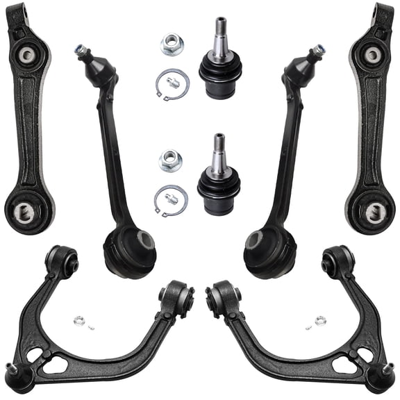 Detroit Axle - 8pc RWD Front Control Arms Kit for Chrysler 300 Dodge Challenger Charger Magnum, Upper & Lower Control Arms w/Ball Joints Lower Ball Joints Replacement