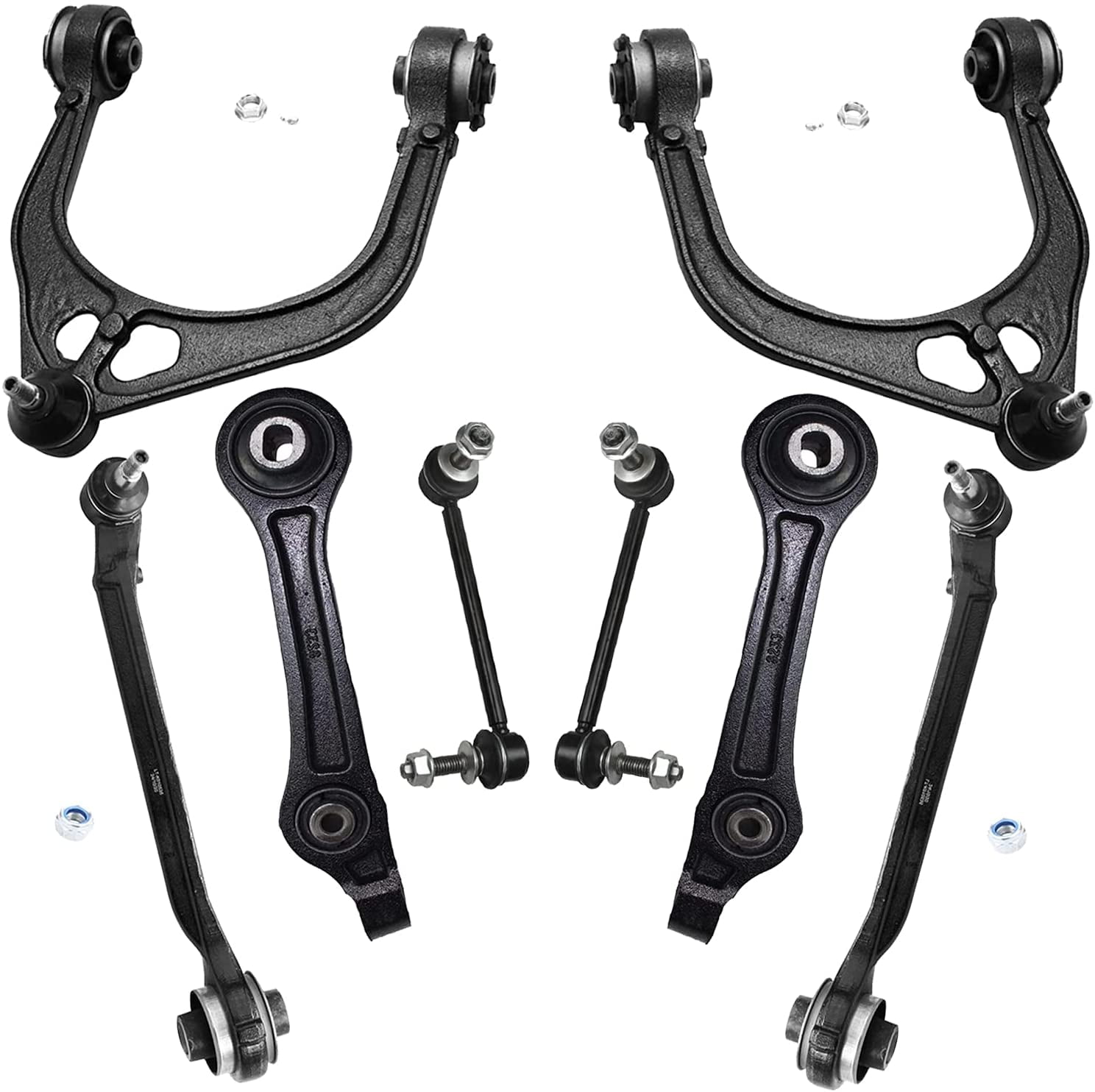 Detroit Axle - RWD Front End Kit for 2011-2019 Chrysler 300 Dodge Charger Challenger Upper & Lower Control Arms Ball Joints Sway Bar End Links 2012 2013 2014 2015 2016 2017 2018 Replacement