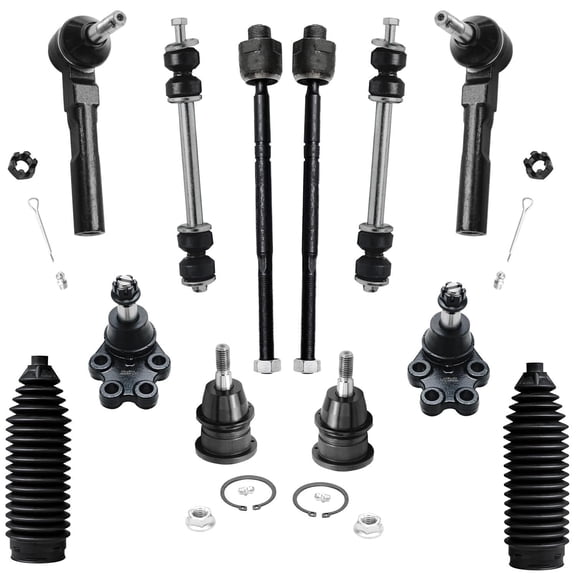 Detroit Axle - RWD Front End Suspension Kit for 1999-2006 Chevy Silverado 1500 GMC Sierra 1500, Upper & Lower 4 Ball Joints Inner & Outer 4 Tie Rods 2 Sway Bars 2 Boots Replacement - 12pc set