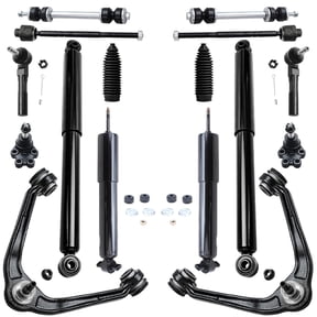 Detroit Axle - 16pc RWD Front End Suspension Kit for 1999-2006 Chevrolet Silverado 1500 GMC Sierra 1500, 2 Control Arms 2 Ball Joints 4 Tie Rods 2 Sway Bars 4 Front and Rear Shock Absorbers 2 Boots