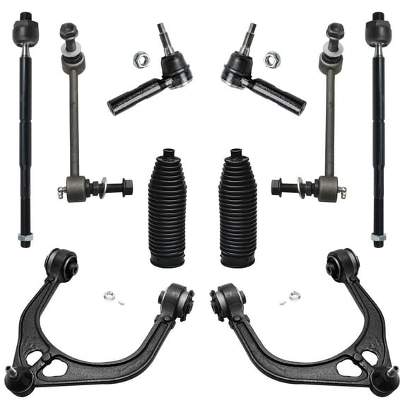 Detroit Axle - RWD Front End Control Arms Kit for 2005-2010 Chrysler 300 Dodge Magnum Charger Challenger, 2 Upper Control Arms 4 Tie Rods 2 Sway Bar Links 2 Boots Replacement