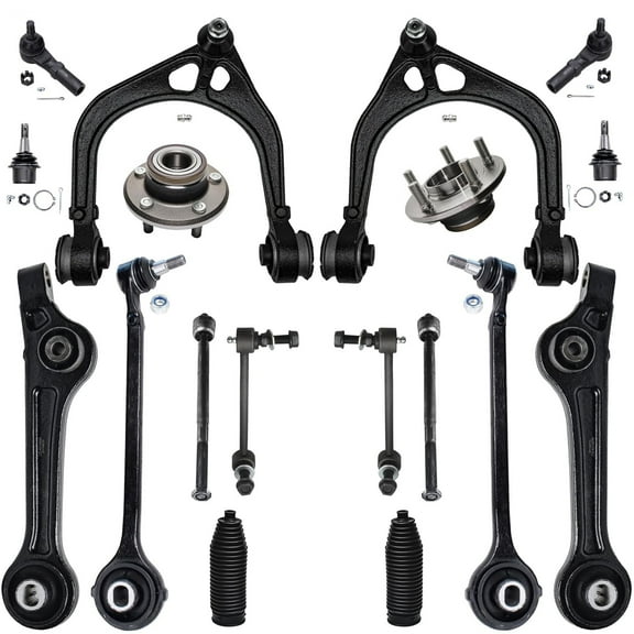 Detroit Axle - RWD Front End Kit for 2011 Chrysler 300 Dodge Challenger Charger Upper Lower Control Arms Ball Joints Wheel Bearing Hubs Sway Bar End Links Inner & Outer Tie Rods Replacement