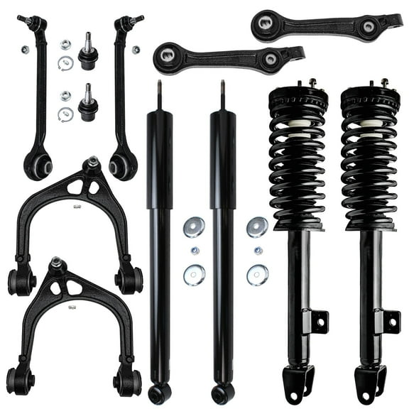 Detroit Axle - RWD Front End Suspension Kit for 2005-2010 Chrysler 300 Dodge Charger, 2005-2008 Magnum, Struts & Coil Spring Control Arms Lower Ball Joints Rear Shock Absorbers Replacement