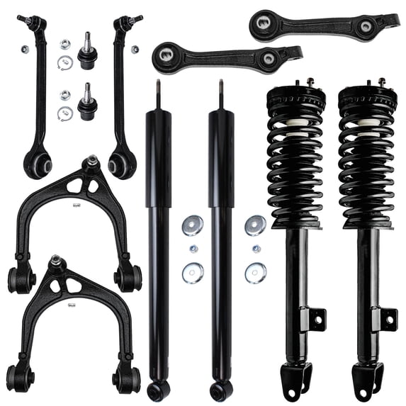 Detroit Axle - 12pc RWD Front End Suspension Kit for 05-10 Chrysler 300, 06-10 Dodge Charger 05-08 Magnum, Struts & Coil Spring Control Arms Lower Ball Joints Rear Shock Absorbers Replacement