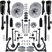 Detroit Axle - RWD Front End Suspension Kit Brake Kit for Chrysler 300 Dodge Magnum Charger, Control Arms Wheel Bearing Hubs Struts Front Rear Brake Rotors Ceramic Brake Pads Sway Bars