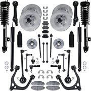 Detroit Axle - RWD Front End Suspension Kit Brake Kit for Chrysler 300 Dodge Charger Magnum, Control Arms Wheel Bearing Hubs Struts Front Rear Brake Rotors Ceramic Brake Pads Sway Bars Replacement