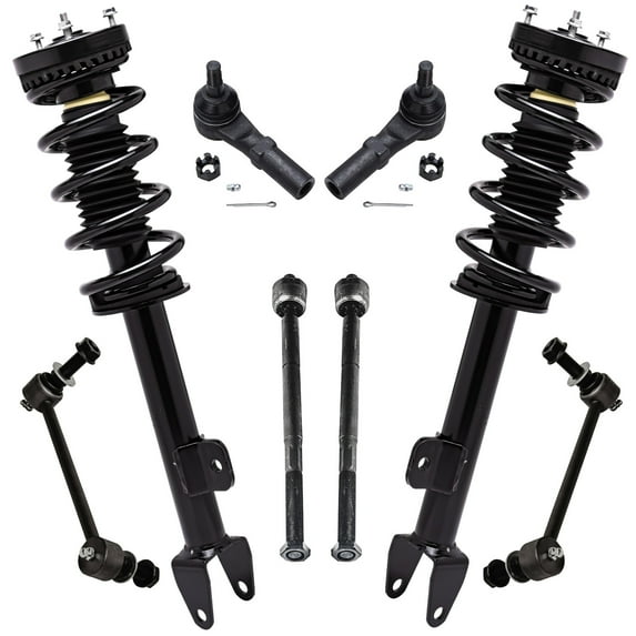 Detroit Axle - RWD Front Struts & Coil Springs Sway Bar Links Inner Outer Tie Rod Ends Replacement for 2012-2014 Dodge Charger Challenger - 8pc Set