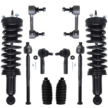 Detroit Axle - RWD Front Suspension Kit for 2006-2012 Chevy Colorado GMC Canyon 2 Struts 2 Sway Bar End Links 4 Inner & Outer Tie Rods 2 Boots 2007 2008 2009 2010 2011 Replacement