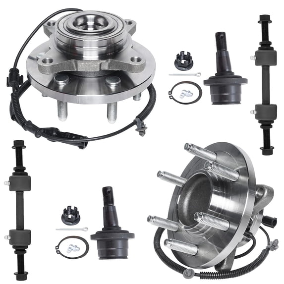 Detroit Axle - RWD Front Wheel Bearing Hubs Kit for 2009-2010 Ford F-150, 2 Wheel Bearing Hubs Assembly 2 Lower Ball Joints 2 Stabilizer Sway Bar End Links Replacement