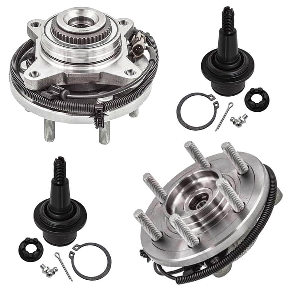 Detroit Axle - RWD Front Wheel Bearing Hubs Kit for Ford 15-17 F-150, 2 Wheel Hub Bearings Assembly 2 Lower Ball Joints 2015 2016 2017 Replacement