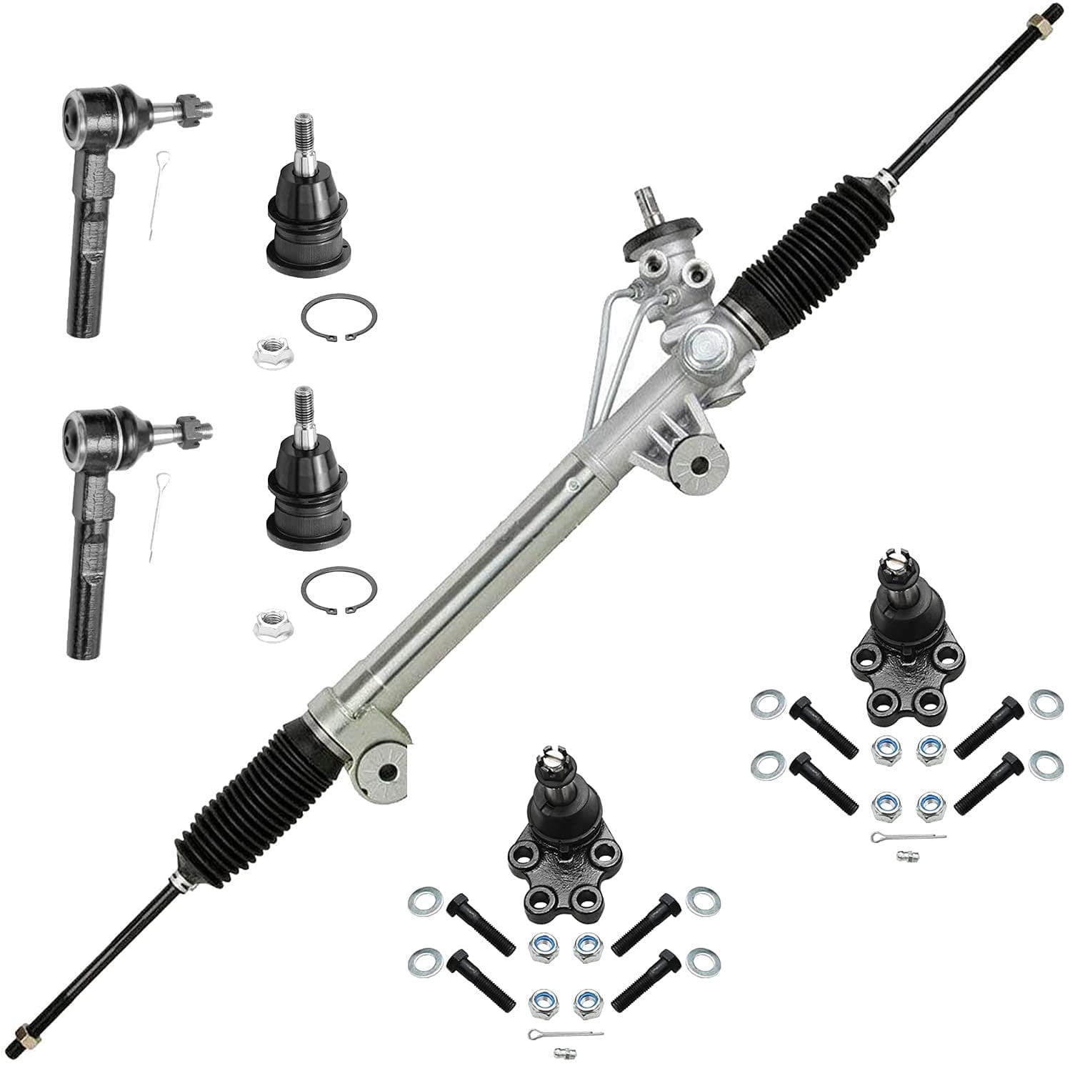 Detroit Axle - RWD Rack and Pinion Kit for 1999-2006 Chevy Silverado GMC Sierra 1500, Rack and Pinion Assembly 4 Upper & Lower Ball Joints 2 Outer Tie Rods 2000 2001 2002 2003 2004 2005