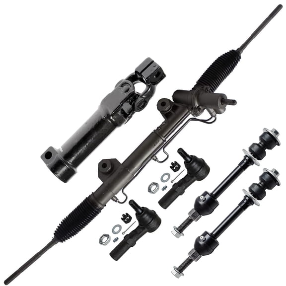 Detroit Axle - RWD Rack and Pinion Kit for 2002 2003 2004 2005 Dodge Ram 1500, Power Steering Rack and Pinion Assembly, Intermediate Steering Shaft, Front Sway Bar Links Outer Tie Rods Replacement