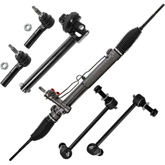Detroit Axle - RWD Rack and Pinion Kit for 2006-2010 Dodge Charger Challenger Magnum Chrysler 300, Power Steering Rack and Pinion Lower Intermediate Steering Shaft, Front Outer Tie Rods Sway Bars