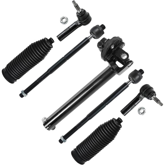 Detroit Axle - RWD Steering Shaft Kit for 2005-2010 Dodge Charger Chrysler 300 Challenger Magnum, Lower Intermediate Steering Shaft, Front Outer Inner Tie Rods, Boots 2006 2007 2008 2009 Replacement