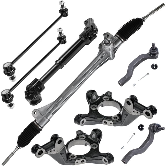 Detroit Axle - Rack and Pinion Kit for 2006-2012 Toyota RAV4, 2007 2008 2009 2010 2011 Electronic Assist Steering Rack and Pinion Intermediate Steering Shaft, Front Knuckles Sway Bars Outer Tie Rods
