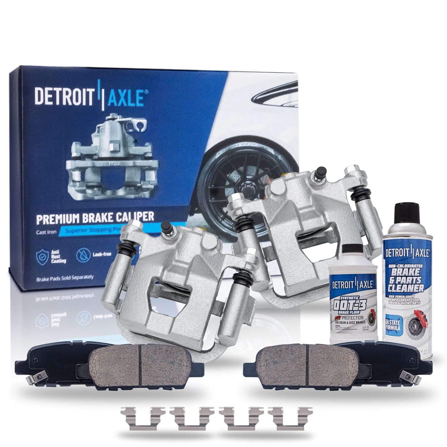 Detroit Axle Rear Brake Calipers w/Brackets Brakes Brake Pads